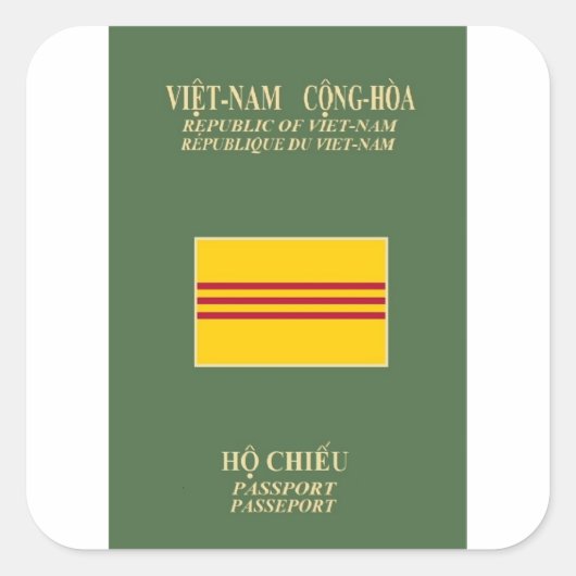 Vietnamees paspoort - Vlag van Zuid-Vietnam Vierkante Sticker (Voorkant)