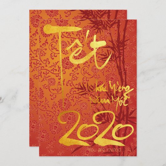 Vietnamees Têt 2020 in de gouden versierde FC Aankondiging (Voorkant / Achterkant)