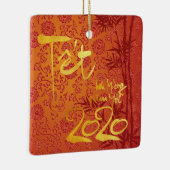 Vietnamees Têt 2020 in gouden versierde Square CO Keramisch Ornament (Rechts)