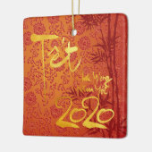 Vietnamees Têt 2020 in gouden versierde Square CO Keramisch Ornament (Links)