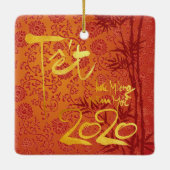 Vietnamees Têt 2020 in gouden versierde Square CO Keramisch Ornament (Achterkant)