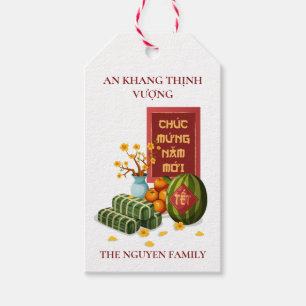 Vietnamees Tet Banh Chung Watermeloen & Hoa Mai Cadeaulabel
