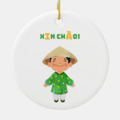 "Vietnamees ‘Xin Chào!’ Sleutelhanger – cultuurges Keramisch Ornament (Achterkant)