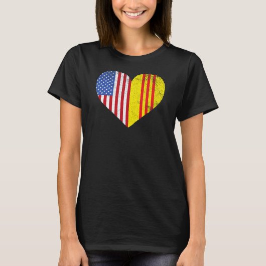 Vietnamese Amerikaanse vlag VS Zuid-Vietnam vlag H T-shirt (Voorkant)