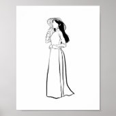 Vietnamese Ao Dai-vrouw met Non La-inktposter Poster (Voorkant)