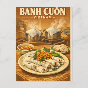 Vietnamese Banh Cuon, in een klassieke retro stijl Briefkaart