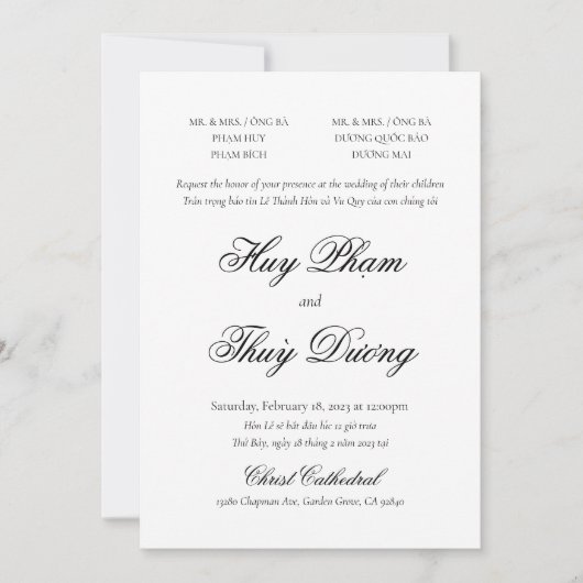 Vietnamese bilaterale uitnodiging in klassieke vor (Voorkant)