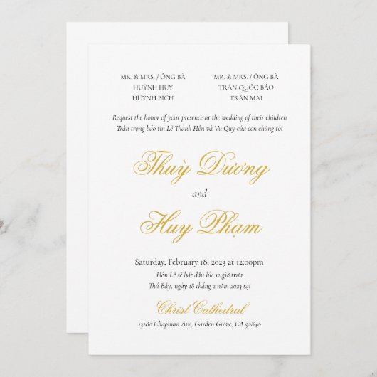 Vietnamese bilaterale uitnodiging in script (Voorkant / Achterkant)