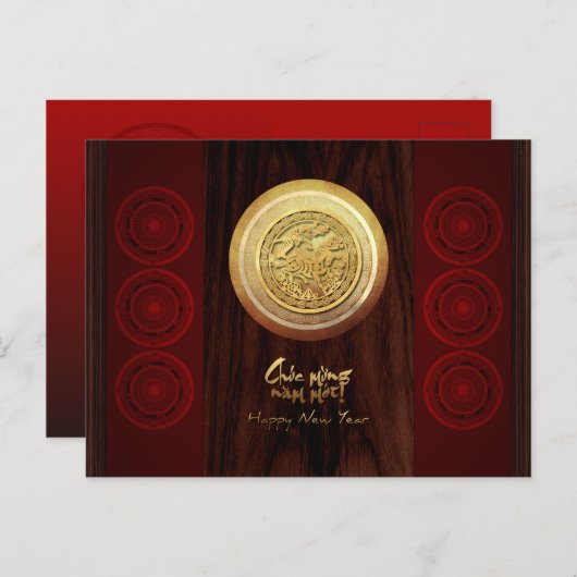 Vietnamese Bronze Drums Têt Horse New Year 2026 pC Uitnodiging Briefkaart (Voorkant / Achterkant)
