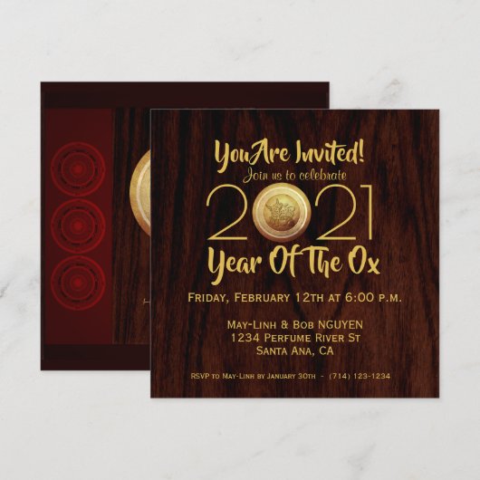 Vietnamese Bronzen Drums Têt 0x Nieuwjaar 2021 inv Save The Date (Voorkant / Achterkant)