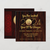 Vietnamese bronzen drums Têt draak Nieuwjaar 2024  Save The Date (Voorkant / Achterkant)