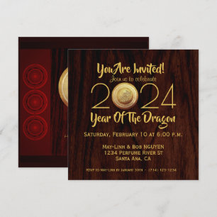 Vietnamese bronzen drums Têt draak Nieuwjaar 2024  Save The Date