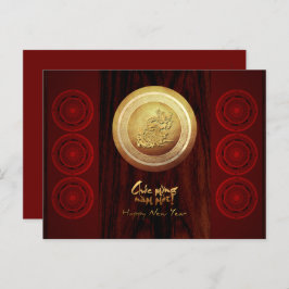 Vietnamese Bronzen Drums Têt Dragon Nieuwjaar 2024 Uitnodiging Briefkaart