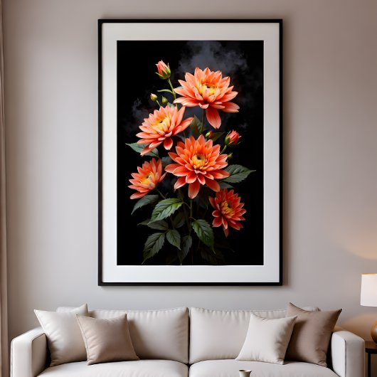 Vietnamese chrysanthemum op de maan poster