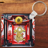 Vietnamese draak Nieuwjaar Origami Monogram SqK Sleutelhanger (Achterkant)