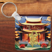 Vietnamese draak Nieuwjaar tempel Monogram SqK Sleutelhanger (Voorkant)