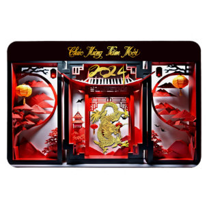 Vietnamese Dragon Nieuwjaar 2024 Origami FlexM Magneet