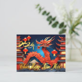 Vietnamese Dragon Nieuwjaar 2024 Origami HPc Briefkaart (Staand voorkant)