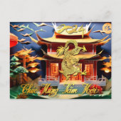 Vietnamese Dragon Nieuwjaar 2024 Tempel HPc Briefkaart (Voorkant)