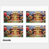 Vietnamese Dragon Nieuwjaar 2024 Temple RS Rechthoekige Sticker (Vel)