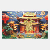 Vietnamese Dragon Nieuwjaar 2024 Temple RS Rechthoekige Sticker (Voorkant)