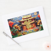 Vietnamese Dragon Nieuwjaar 2024 Temple RS Rechthoekige Sticker (Envelop)