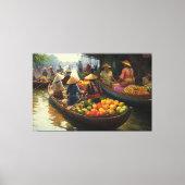 Vietnamese drijvende markt, Vietnam, Vietnamees Canvas Afdruk (Voorkant)