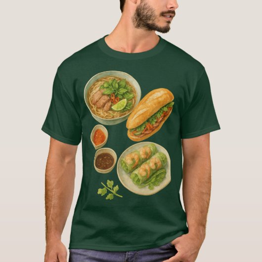Vietnamese Food banh mi and pho soup T-shirt (Voorkant)