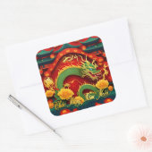 Vietnamese Groene Draak Nieuwjaar 2024 SqS Vierkante Sticker (Envelop)