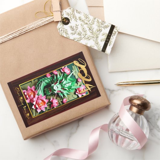 Vietnamese houten draak Nieuwjaar 2024 RecS Rechthoekige Sticker (Geschenken)