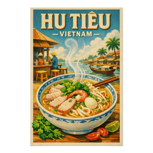 Vietnamese Hu Tieu, in a classic retro Perfect Poster (Voorkant)
