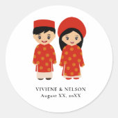 Vietnamese Huwelijkssticker Ronde Sticker (Voorkant)