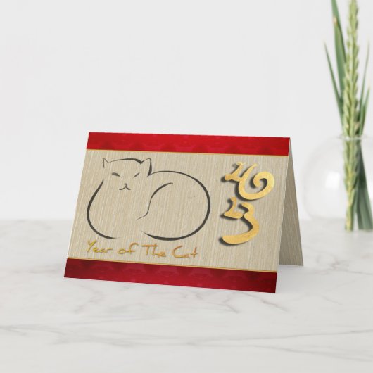 Vietnamese kat nieuwjaar 2023 feestdagen kaart (Voorkant)