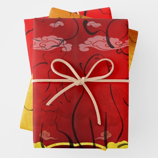 Vietnamese kattejaar 2023 WP3 Inpakpapier Vel (In situ)