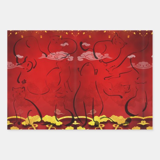 Vietnamese kattejaar 2023 WP3 Inpakpapier Vel (Voorkant)