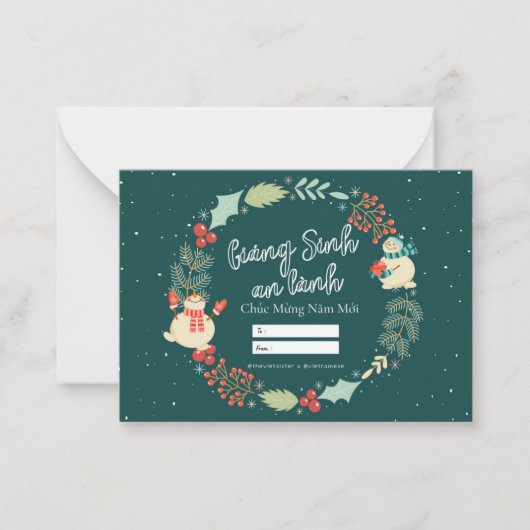 Vietnamese Kerstkaart. Giang Sinh An Lanh Notitiekaartje (Voorkant)