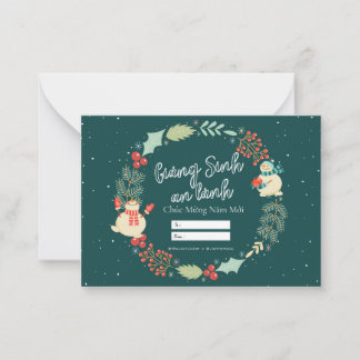 Vietnamese Kerstkaart. Giang Sinh An Lanh Notitiekaartje