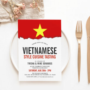 Vietnamese keuken   Party Flag Witte Uitnodiging