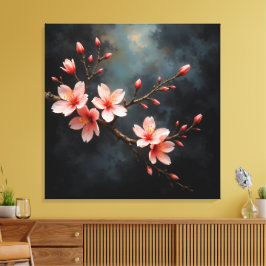 Vietnamese Kunst van Perzikbloesem Canvas Afdruk