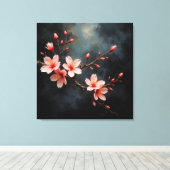 Vietnamese Kunst van Perzikbloesem Canvas Afdruk (Insitu (Houten vloer))