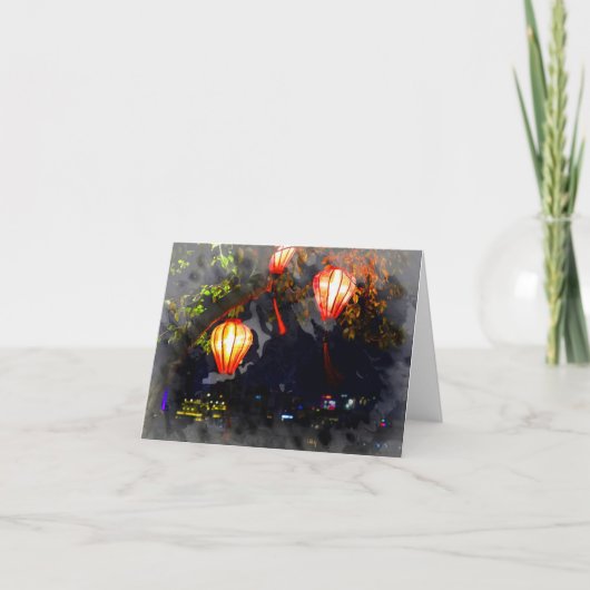 Vietnamese lantaarn Folded Notecard Bedankkaart (Voorkant)