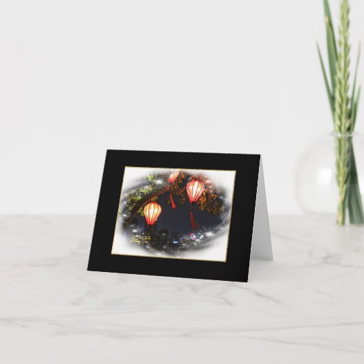 Vietnamese lantaarn Folded Notecard Bedankkaart (Voorkant)