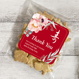 Vietnamese "Longevity" Verjaardagspioen Vierkante Sticker