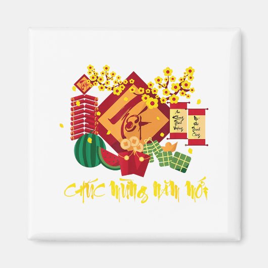 Vietnamese Lunar New Year 2026 Tet Viet Chuc Mung  Magneet (Voorkant)