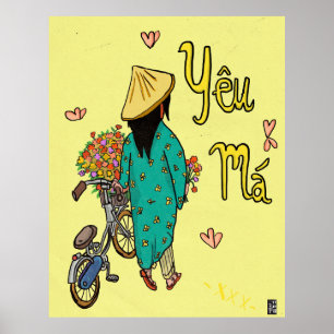 Vietnamese mam Illustration Moederdag Gift Poster