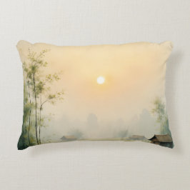 Vietnamese Morning Mist Dorps Watercolor Kunst Accent Kussen