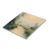Vietnamese Morning Mist Village Watercolor Art Tegeltje (Zijkant)