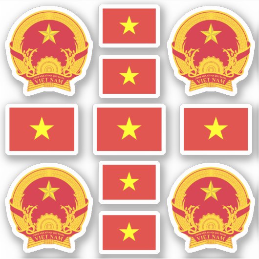Vietnamese nationale symbolen/wapenschild en vlag sticker (Voorkant)