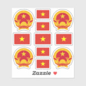 Vietnamese nationale symbolen/wapenschild en vlag sticker (Vel)