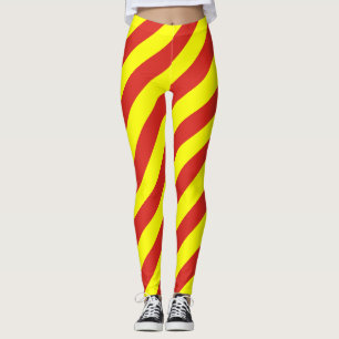Vietnamese Nationale Vlag Kleuren Diagonaal Gestre Leggings